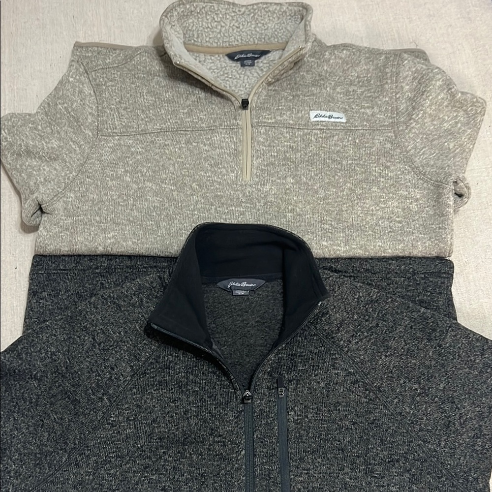 Eddie Bauer Men's Half-Zip Sweater - Black and Gray and Taupe
